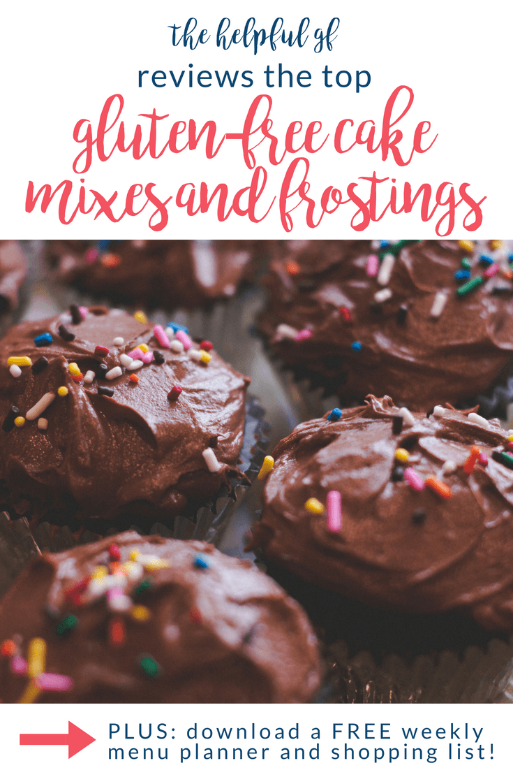 This is a master list of the best gluten-free boxed cake mixes and premade frostings with reviews! Pin now, reference later so you can make baking gluten-free desserts easy whether you want a cake, cupcakes, or are using a cake mix to make cookies, bars, or other sweet treat! Rated by taste, whether they’re moist or dry, and more! reviews include: King Arthur, Simple Mills, and Bob’s Red Mill!