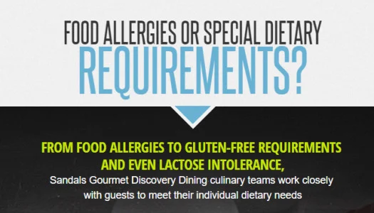 Sandals accommodations for stayinggluten-free when traveling to an all-inclusive resort. 