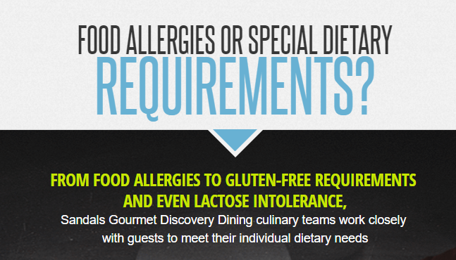 Sandals accommodations for stayinggluten-free when traveling to an all-inclusive resort.
