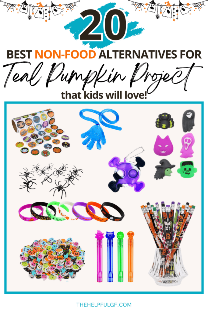 pin image with collage of halloween toys and trinkets