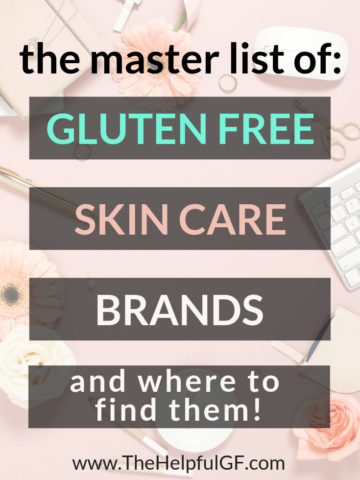 skincare pin image with text master list of gluten free skin care brands
