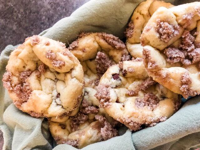 gluten free keto cinnamon swirl protein muffins in basket