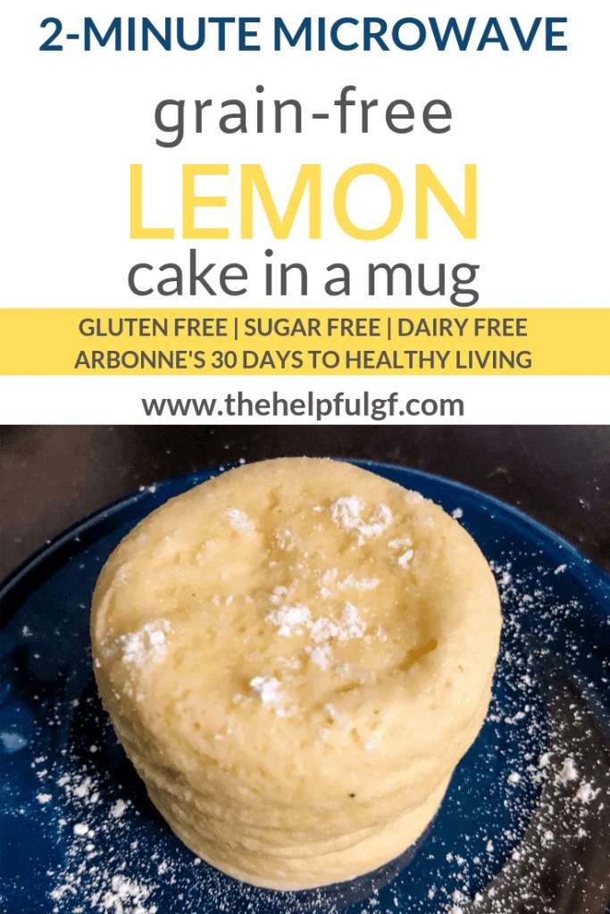 grain free healthy lemon mug cake pinnable image