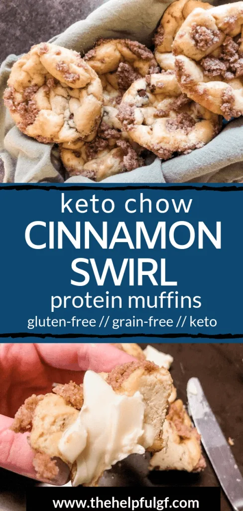 cinnamon swirl muffins in basket and with butter