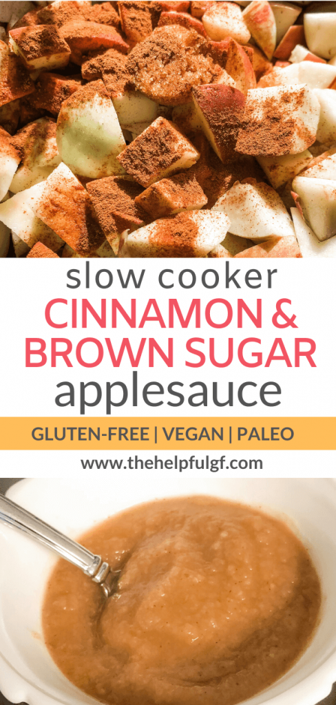 slow cooker brown sugar and cinnamon applesauce vegan and gluten free pin 1