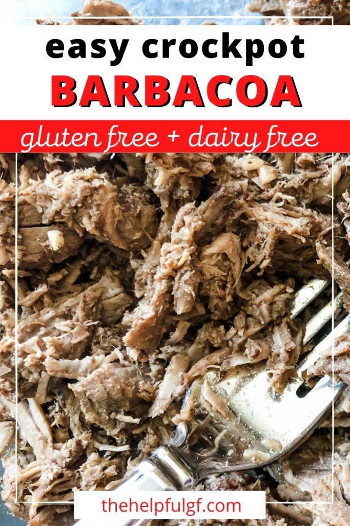 barbacoa pin image with shredded meat