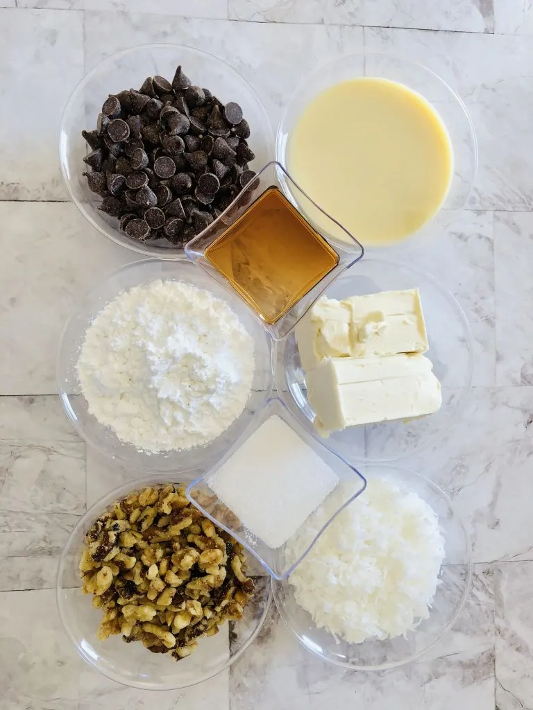 ingredients for gluten-free coconut candy recipe no bake