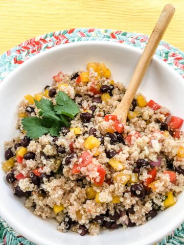 Mexican Quinoa Close Up with wooden spoon