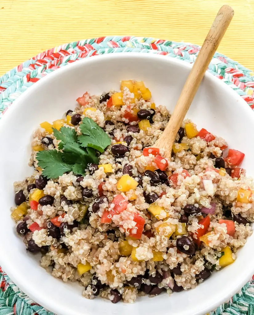 Mexican Quinoa Close Up with wooden spoon