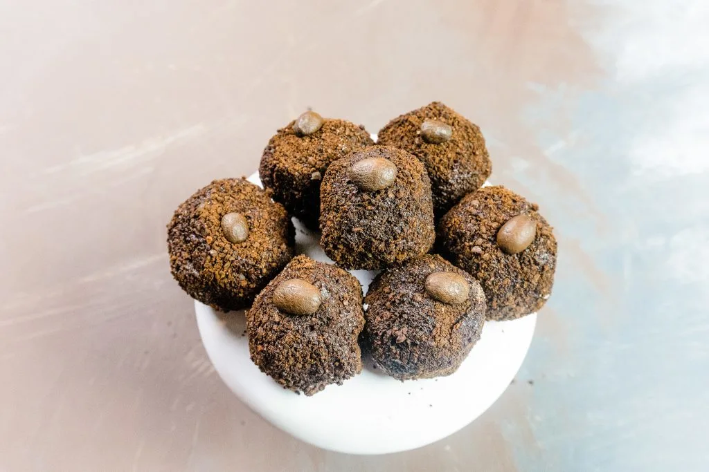 completed mocha espresso truffles on plate landscape photo