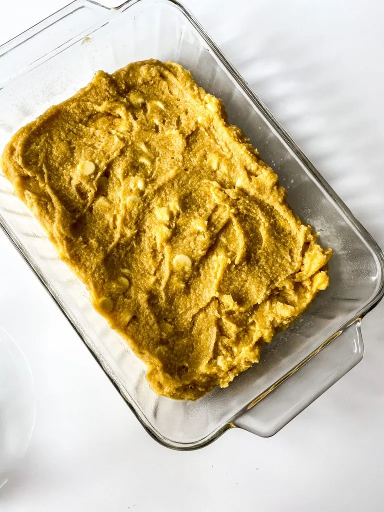 blondie batter ready for the oven