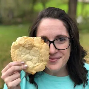 sharon holding a gluten free cookie