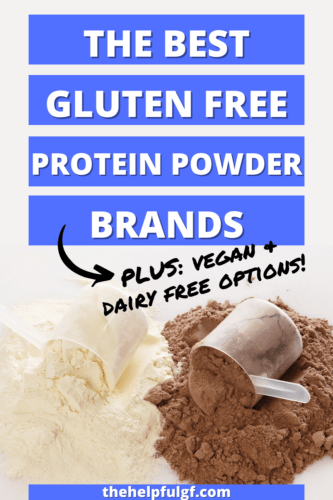 vanilla and chocolate protein powder scoops spilling on table with headline text