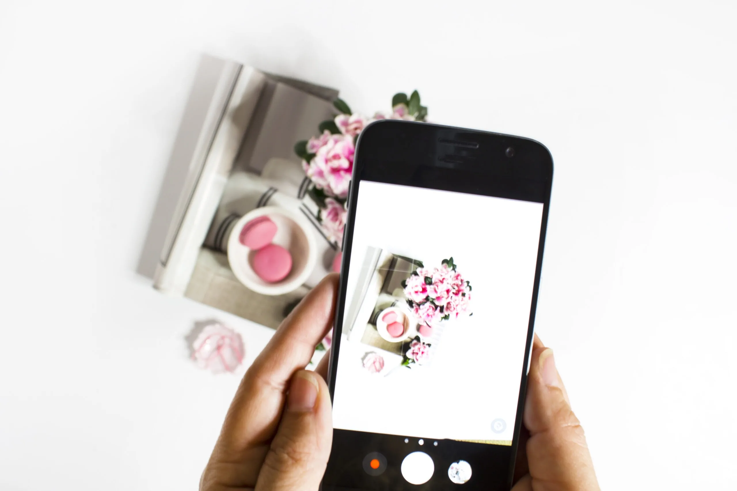 taking picture of flatlay with a cellphone camera