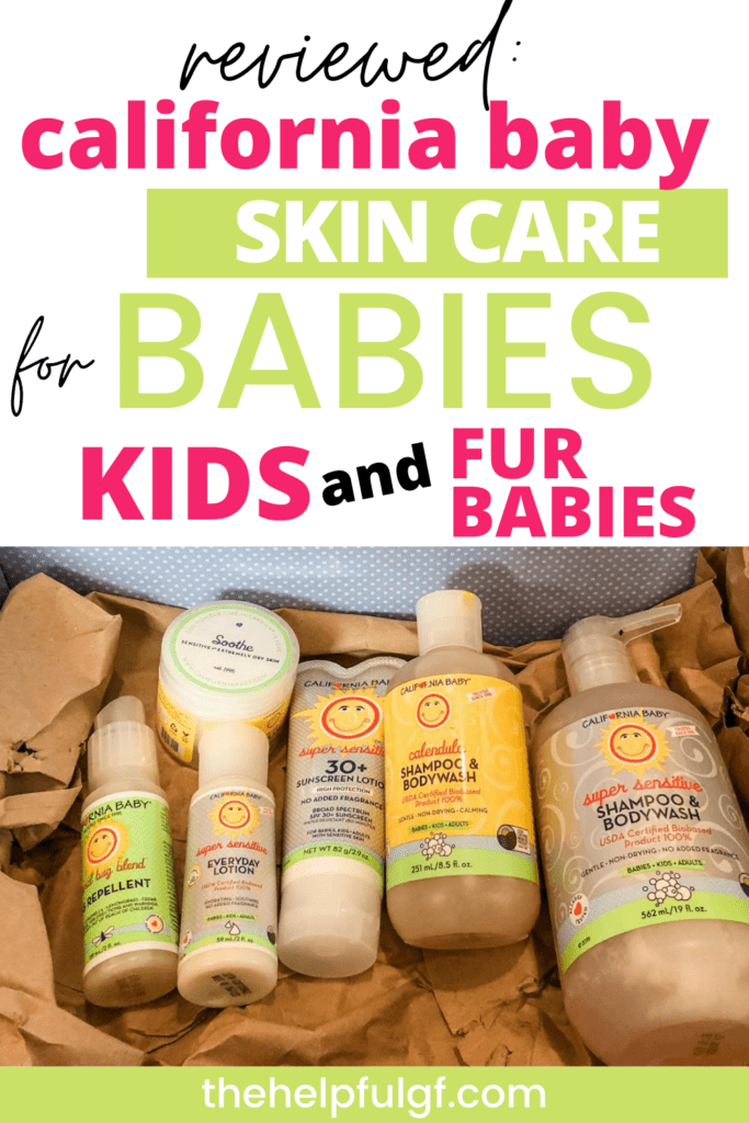 California baby products in a box with text california baby skin care reviewed