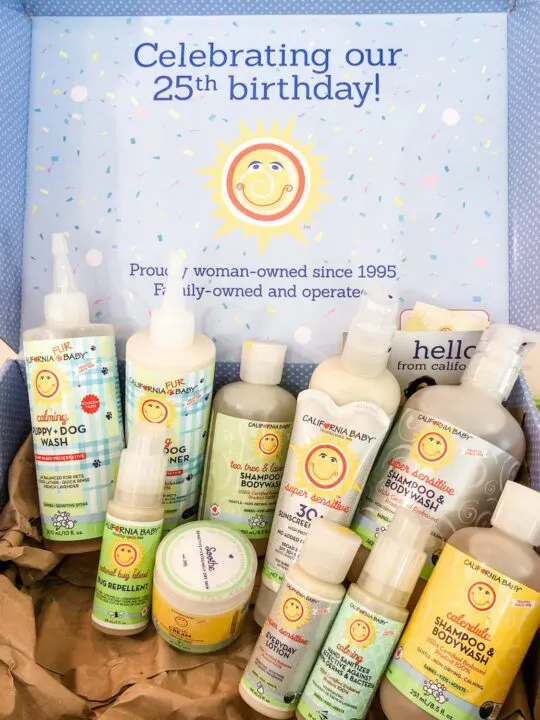 box of california baby skin care products