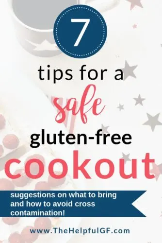 pin image with stars and other patriotic food with text tips for a safe gluten free cookout
