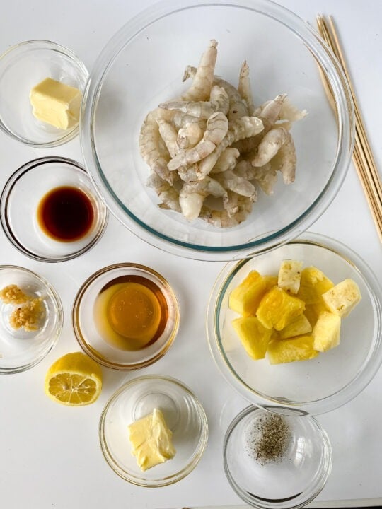 ingredients for pineapple shrimp kabobs