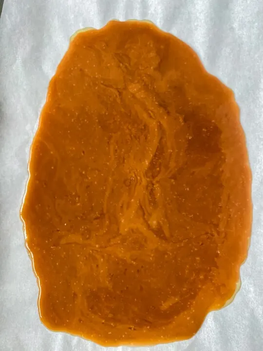 fresh toffee cooling on parchment