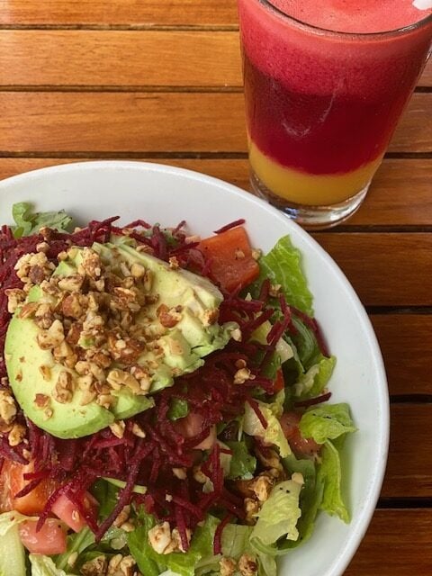 vegan lunch bowl topped with avocado from Christopher's Kitchen in Palm Beach