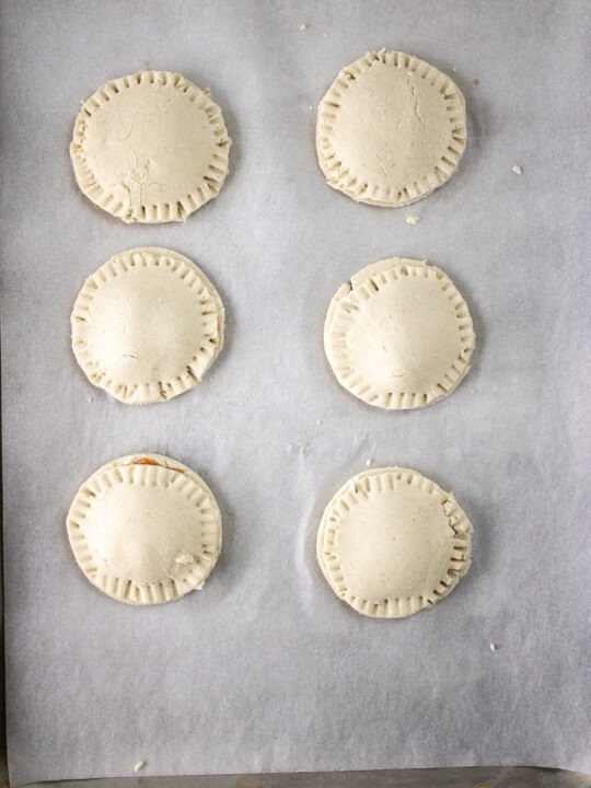 Crimped gluten free Pop Tarts with filling Before Baking