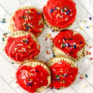 Final Shot of Homemade Gluten Free Pop Tarts with Red Icing and Sprinkles