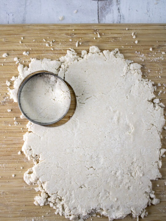 Gluten Free Pop Tart Dough on wooden Cutting Board After Rolling