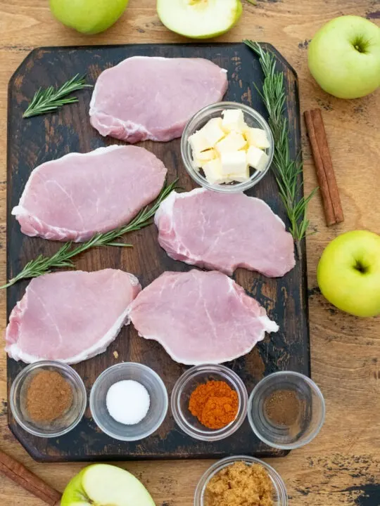 Ingredients for gluten free cinnamon apple pork chops