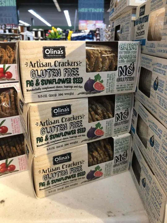 olinas bakehouse gluten free crackers in the produce section at strack and van til