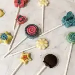 assortment of gluten free chocolate lollipops, butterfly, star, flower, swirl, seal