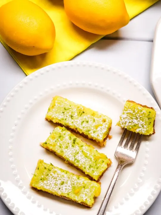 finished gluten free lemon lime bars on plate