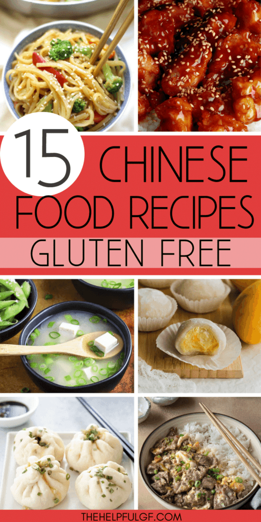 pin image gluten free chinese food recipes with pictures of gluten free lo mein, orange chicken, miso soup, dumplings and more
