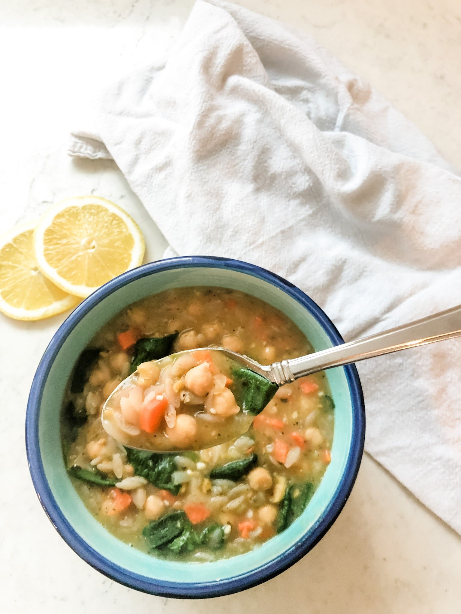 Gluten Free Vegan Lemon Orzo Soup Recipe [oil-free]