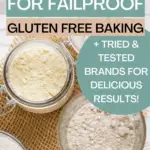 pin image of jars with gluten free flour with pin text