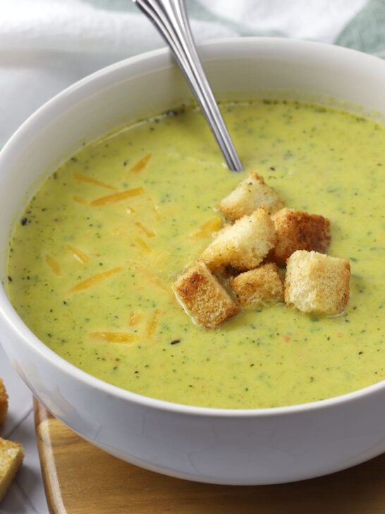 creamy gluten free broccoli cheddar zucchini soup