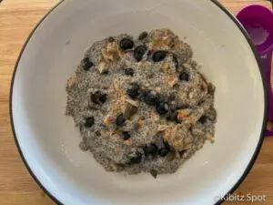 chia pudding breakfast bowl with blueberries