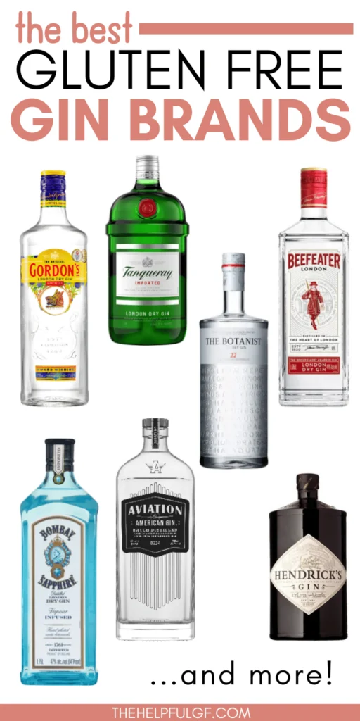 pin image with bottles of gluten free gin brands