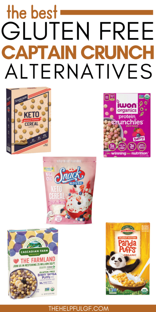 pin image with cereal boxes of the best gluten free captain crunch alternatives