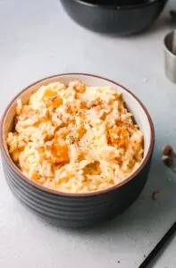 small bowl of instant pot risotto with butternut squash