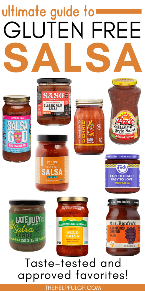 pin image with jars of gluten free salsa