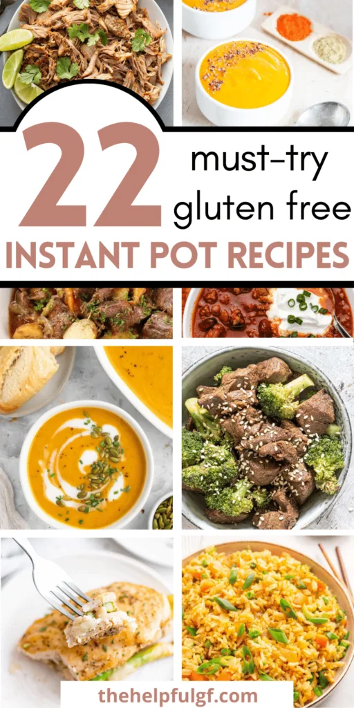 gluten free instant pot recipes pin image with collage of recipes