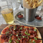 gluten free flatbread and fries and a drink from HC Tavern in Fishers
