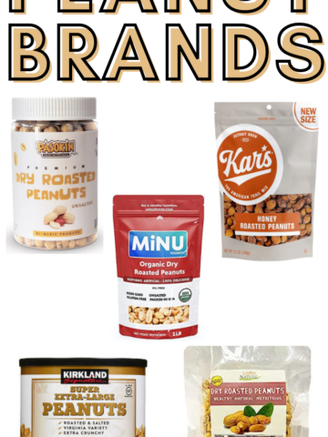 pictures of 5 gluten free peanut brands with pin text gluten free peanut brands and even more options