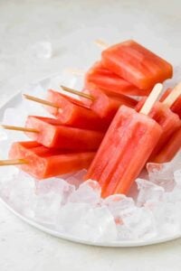 watermelon popsicles in bowl of ice