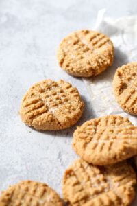 almond flour peanut butter cookies on parchment