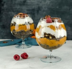 two servings of pumpkin gingerbread trifle