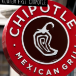 A photo of the outdoor restaurant sign at Chipotle Mexican Grill with a text overlay that says 'Your guide to gluten free Chipotle'