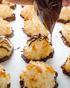dairy free gluten free macaroons drizzled with cocolate
