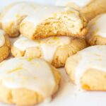 gluten free dairy free almond lemon cookies with lemon glaze stacked