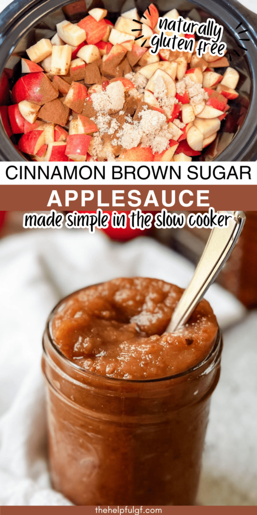 pin image for slow cooker brown sugar cinnamon applesauce with pin text naturally gluten free